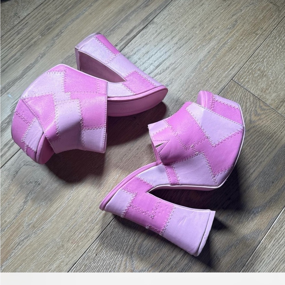 Sugar Thrillz is Pink Patchwork Platform Heels - image 3